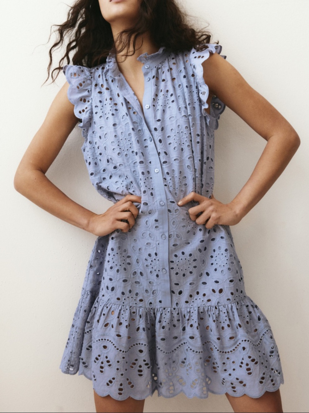 H&M Lavender Eyelet Mini Dress